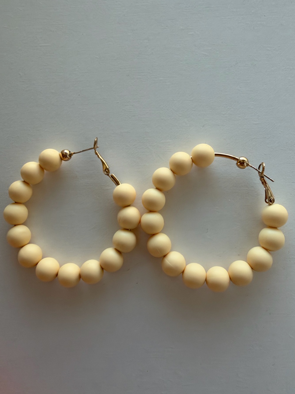 Cream Beaded Hoop Earrings — Women Jewelry
